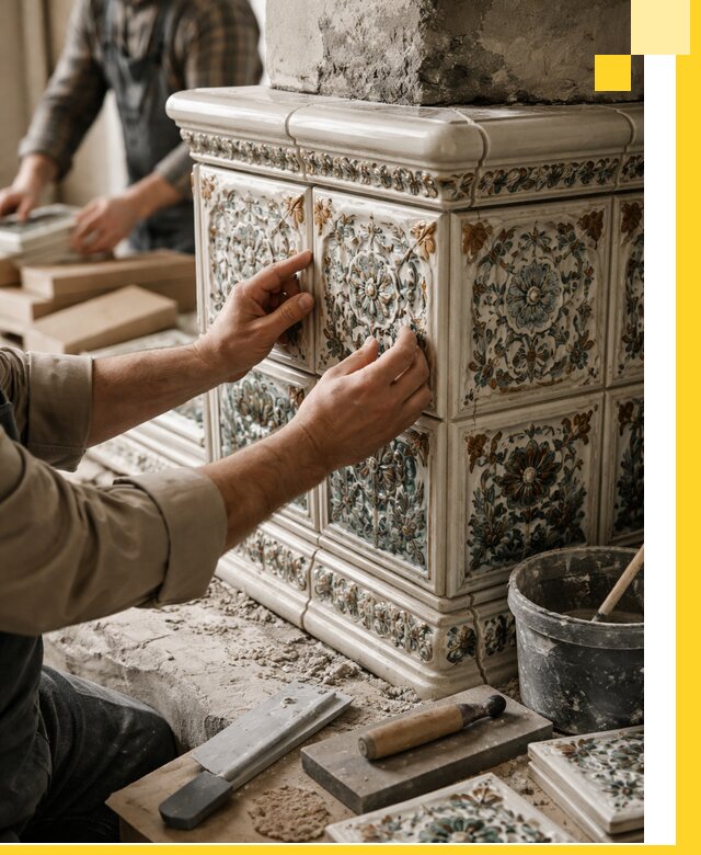 Изразцовые камины под ключ в Камне-на-Оби: проект и монтаж