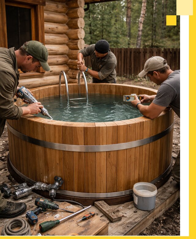 Строительство бань с купелью под ключ и отделкой в Камне-на-Оби