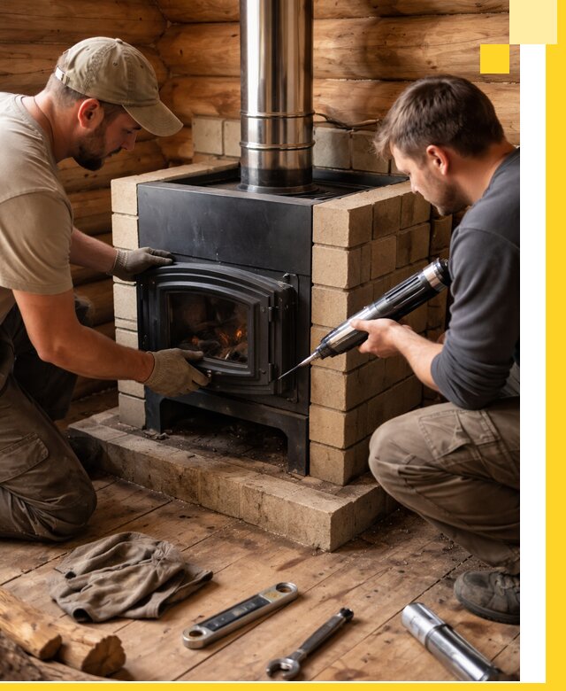 Монтаж и установка печи в бане под ключ с гарантией в Камне-на-Оби