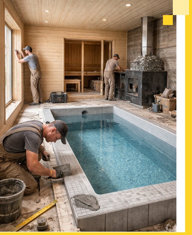 Проект бани с бассейном и сауной в Камне-на-Оби под ключ