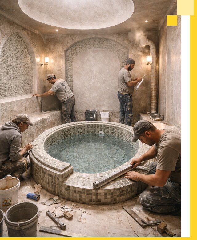 Профессиональное строительство хамама с бассейном в Камне-на-Оби под ключ